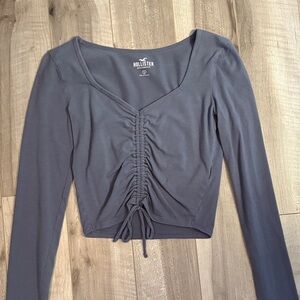 Hollister Women's Charcoal Ruched Blouse